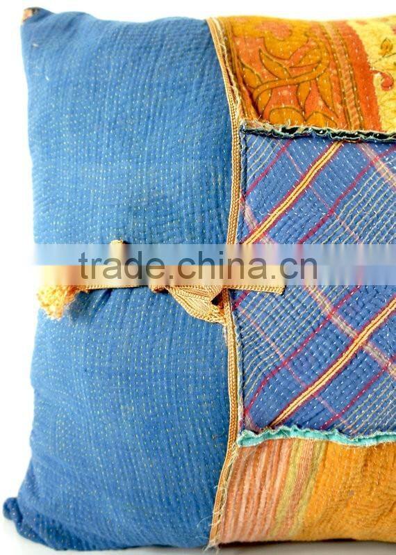 large kantha cushion, kantha quilt pillow, kantha cushion cover, ooak new