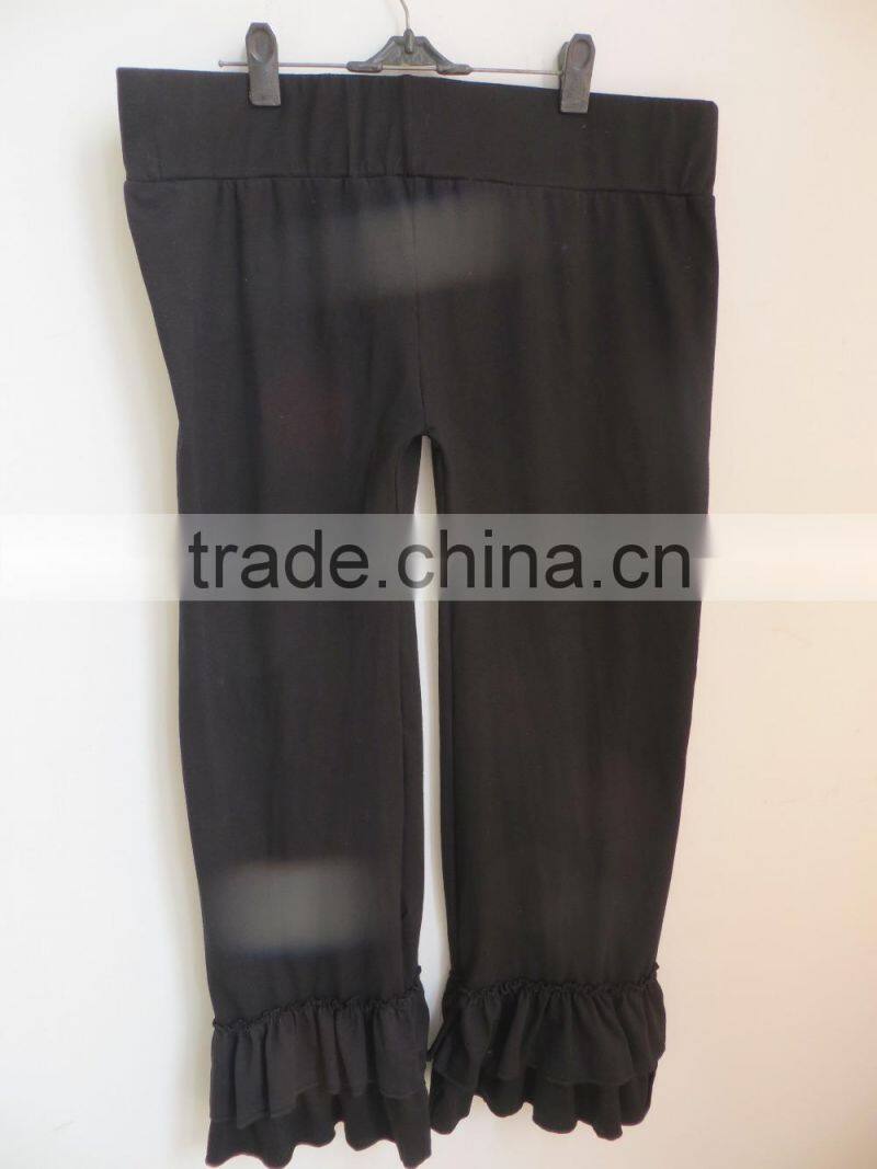 2015Hot Sale!Ladies Wear Garment Women Knit Cotton Pants Wholesale Ruffle Bottom Pants QL-204