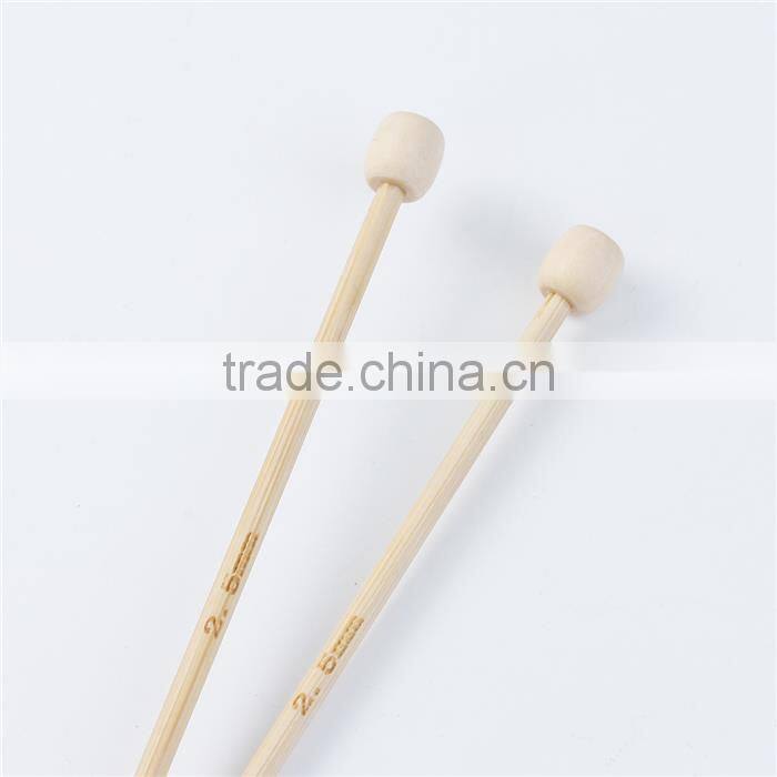 2.5mm Natural Bamboo Single Pointed Knitting Needles 34cm(13 3/8") long, 1 Pair
