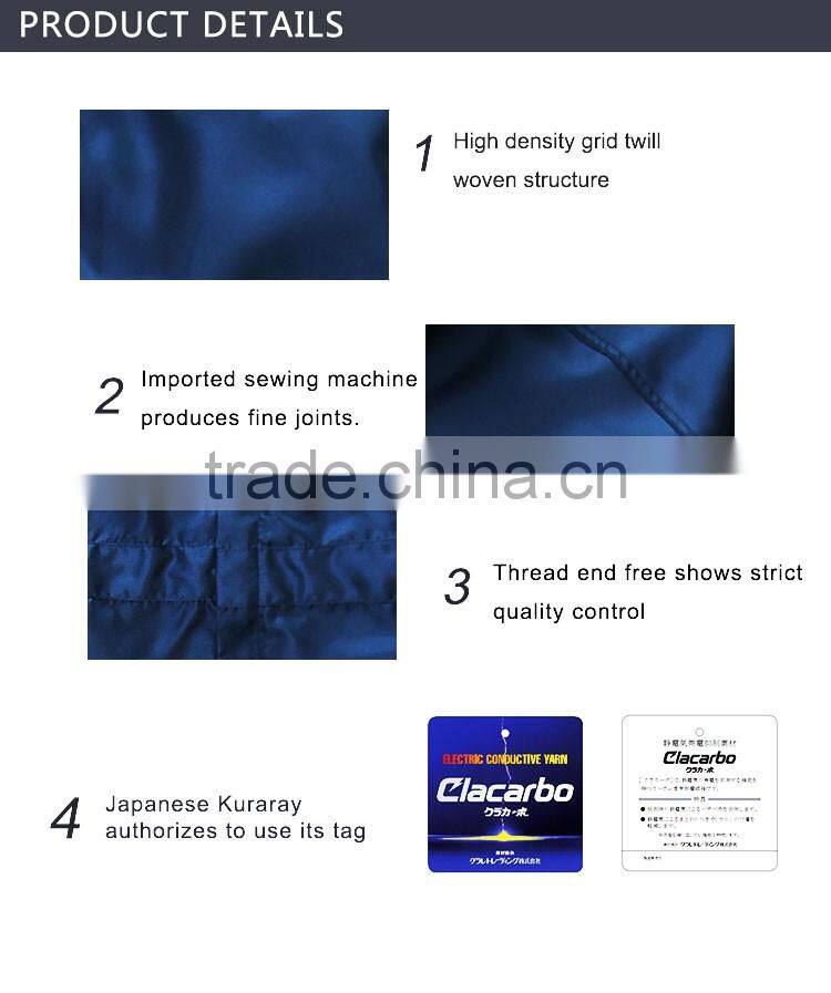 2.5mm Grid Polyester Cleanroom Antistatic Dust Free Jumpsuit with Attached Hood