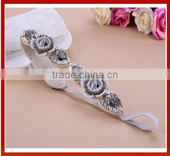 Handmade Rhinestone Crystal Beaded Elastic Fashion Elastic Hai Headmade Crystal Glass Beads Hair Band Girl Bridal Pearls Beads
