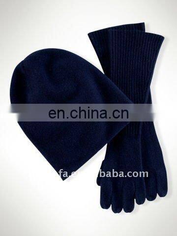 fashiona warm popular cozy soft solid cheaper beanie glove set