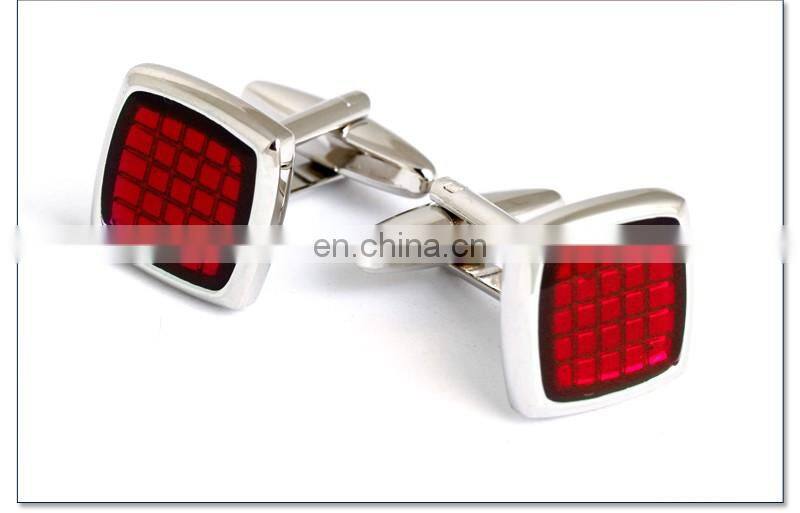Simple Check Cuff link Red Square Men Shirt Cufflinks