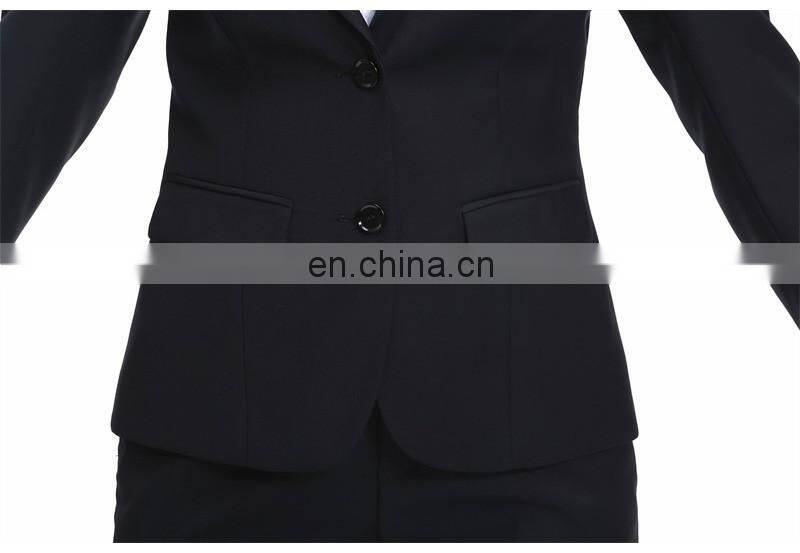 Brand Quality Slim Fit 100% Polyester Customized Color Size 2 pieces Plus Size Ladies Black Formal Pant Suits Manufacturer