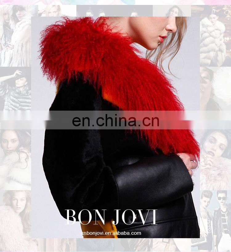 Charm Style Sheep Shearing Fur Jacket Wonderful Design Merino Sheep Fur Overcoat Ladies Winter Multicolor Fur And Leather Coat