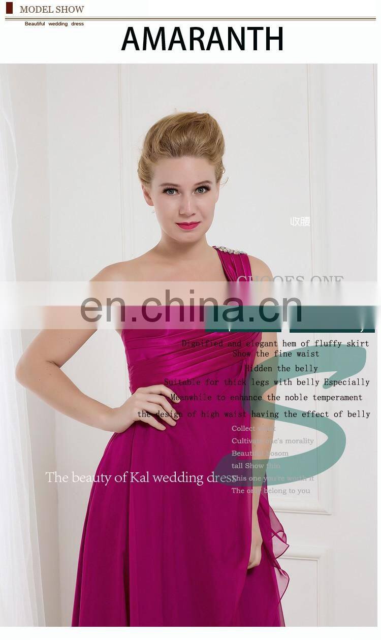 EM9017 A-Line scoop one shoulder slim Elegant bridesmaid dress | gentle lady formal dress