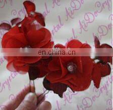 Aidocrystal red rose hair pin flower bobby pins red hair accessories for bridal
