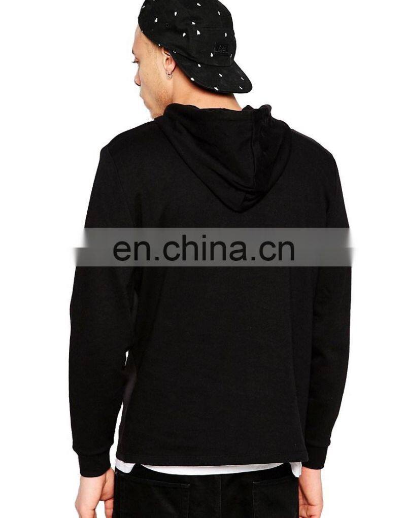 high quality blank long sleeve hoodies side zipper black hoodies men sweatshirts