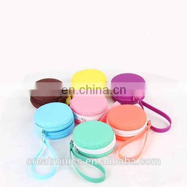 CR proffesional sales team cheap fancy earphone bag lovely round shape blue bulk wholesale silicone coin purse