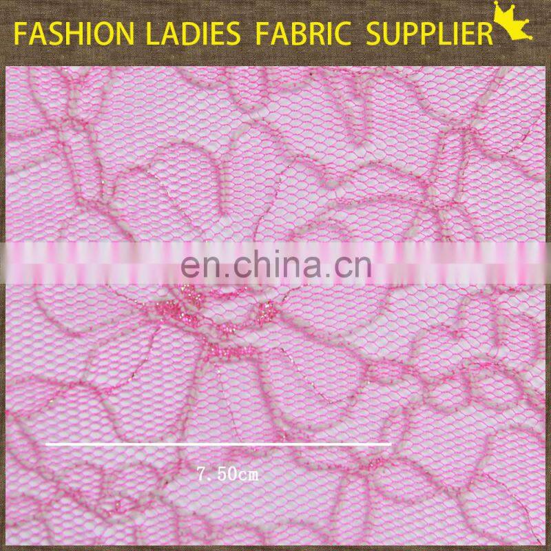 Soild color nice flower high end ladies garment nylon/cotton lace fabric