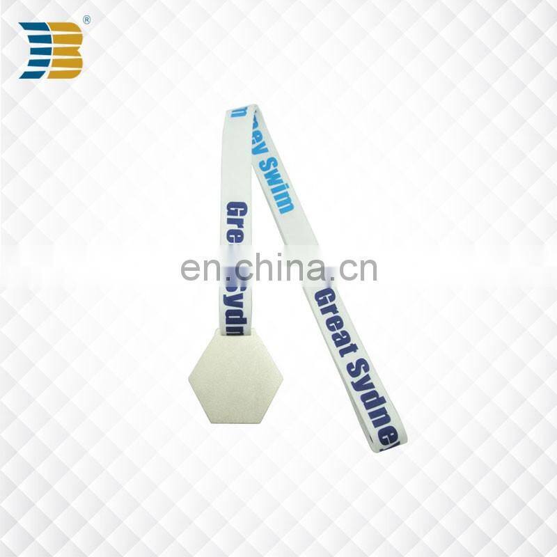 hexagon custom painted swimming award silver medal