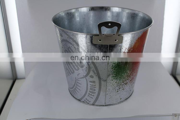 Wholesale cheap large metal ice bucket with bottle opener