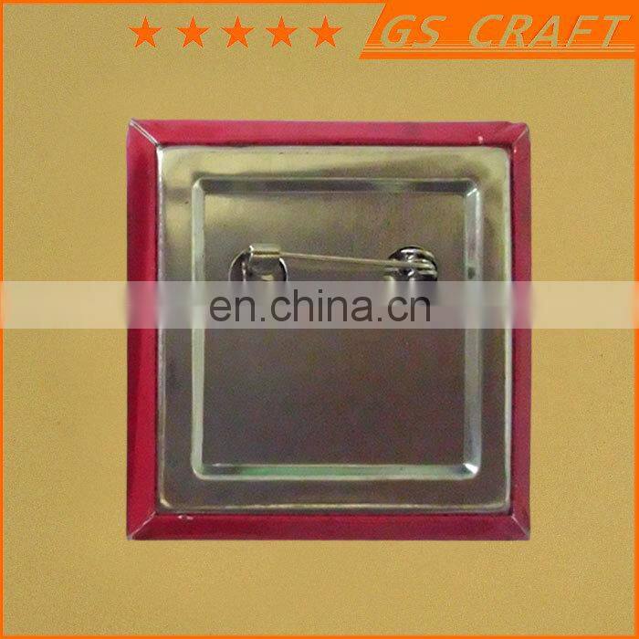 cartoon logo printing tin square tinplate badge/magnetic badge /custom metal pin badges