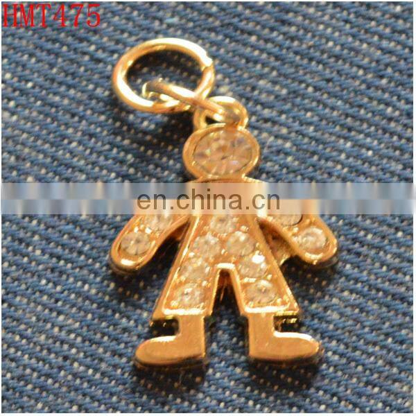 metal zipper puller with crystal diamond