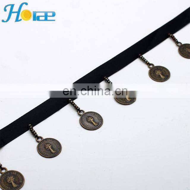 Wholesale 4cm width multicolor beaded tassel trim tassel coin fringe trim