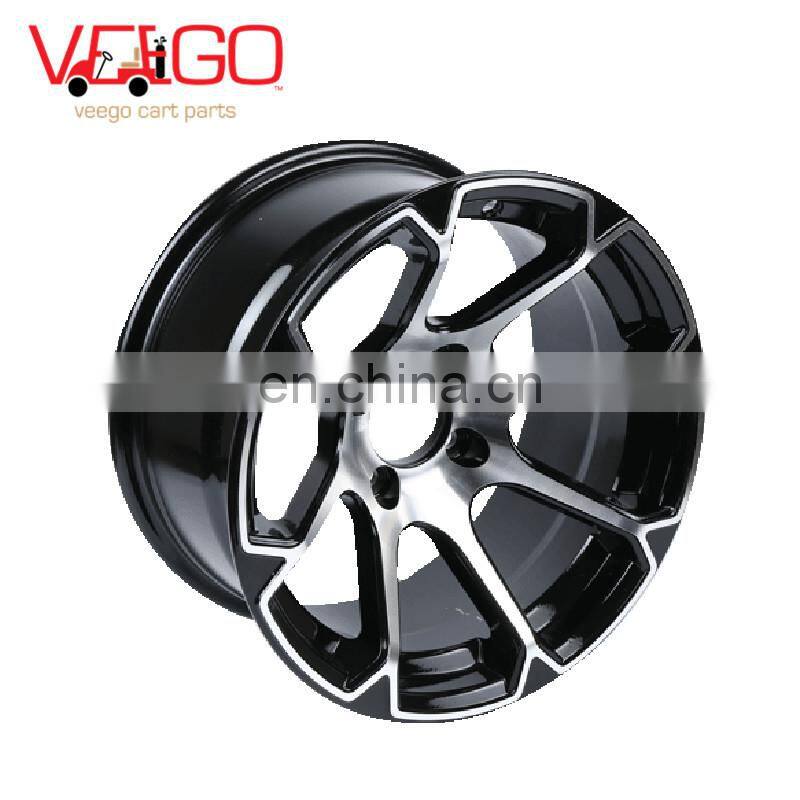 Set of 4 205/50-10 Street/Turf Golf Cart Tires w/ Machined/Black Wheels