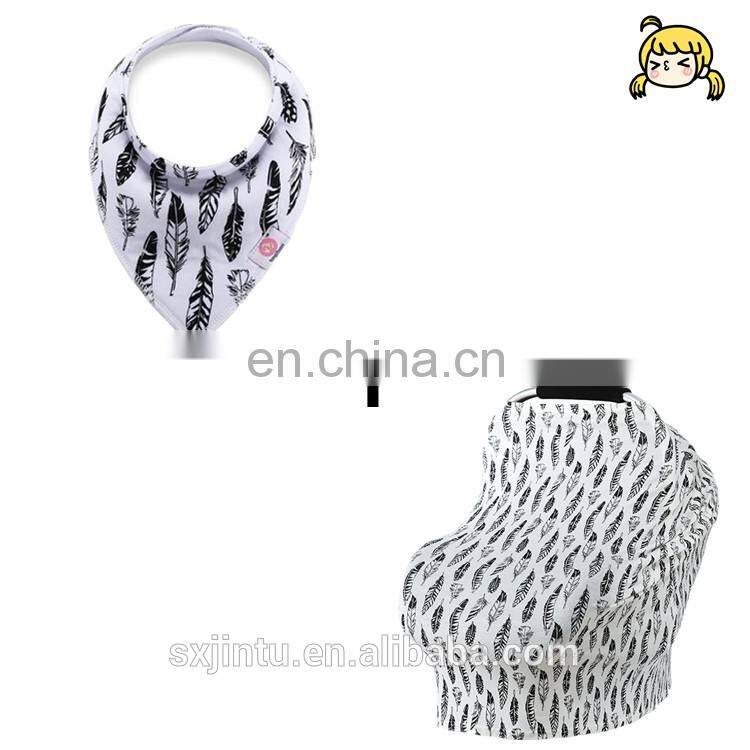 New Baby Gift Cotton Set Nursing Scarf 4-in-1 Amazon wave Infinity scarf car seat cover with baby curp cloths Set