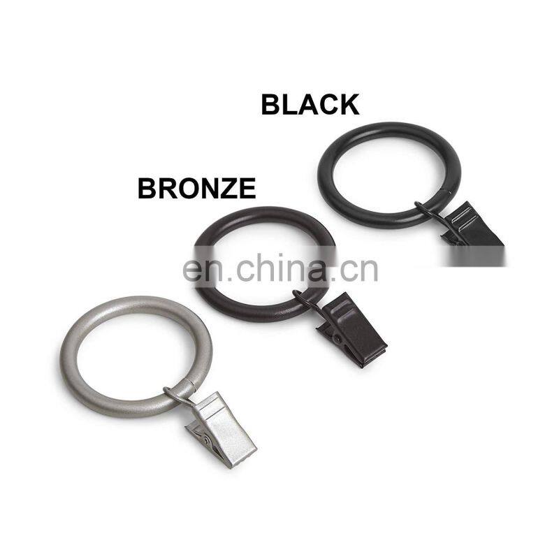 Brown Metal Shower Curtain Rings hook clip 12 Pack O ring design for bathroom