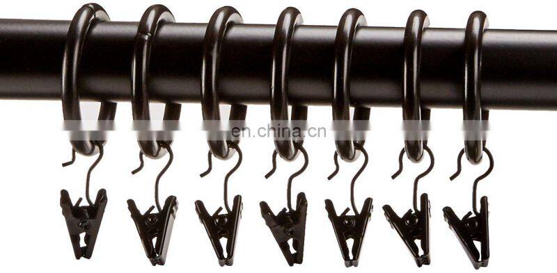 Brown Metal Shower Curtain Rings hook clip 12 Pack O ring design for bathroom