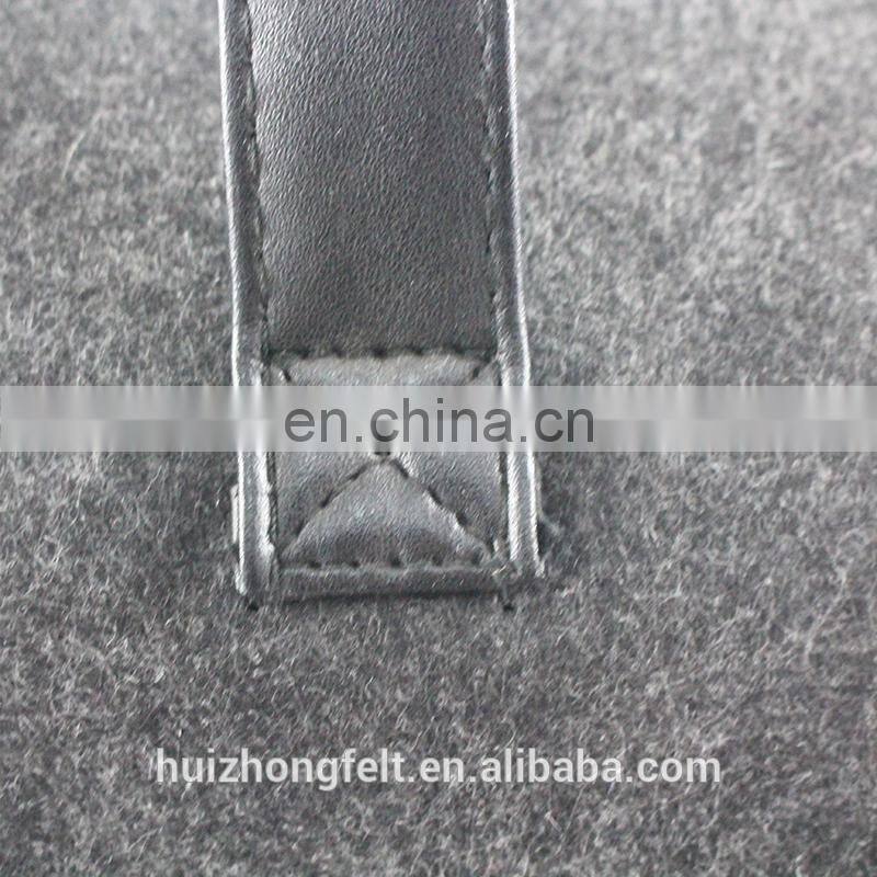 Custom fashion laptop felt backpack with leather shoulder strap
