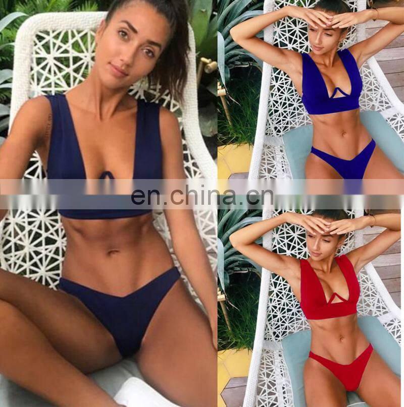 Underwire Push up Sexy Bikini Set Sexy Slim Brazilian Swimwear Female Bathing Suit Beachwear Solid Color