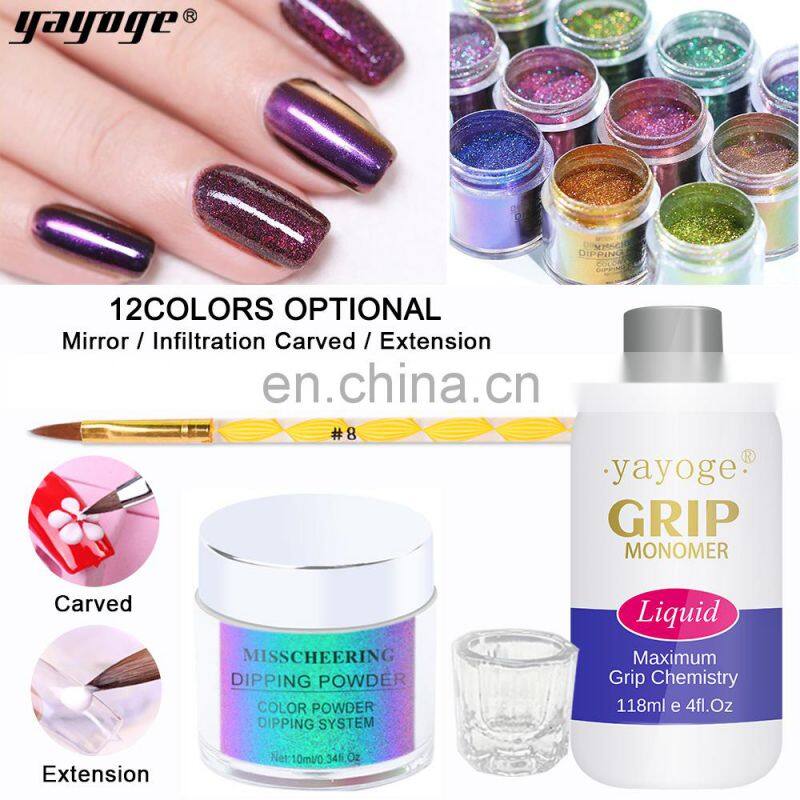 Fast Drying Acrylic Dip powder kit 3 in 1 Color Match Gel Polish vs Nail Lacquer 4 dipping powder with nail art tools