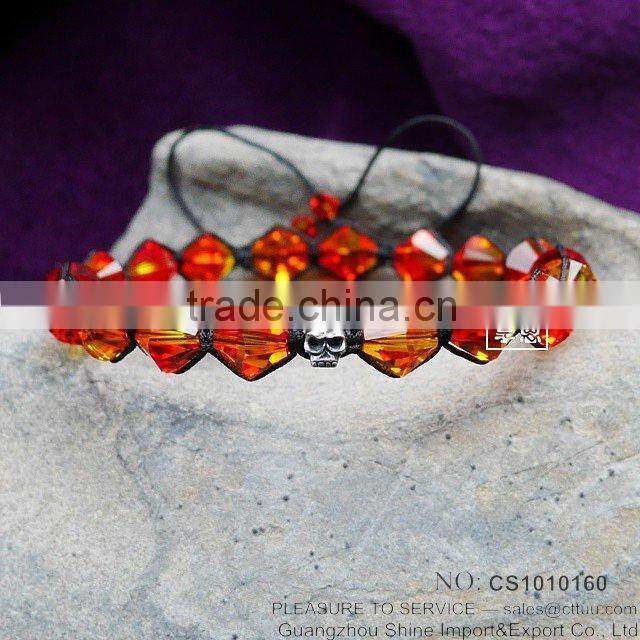 Handmade Black string woven alloy beads bracelet for men