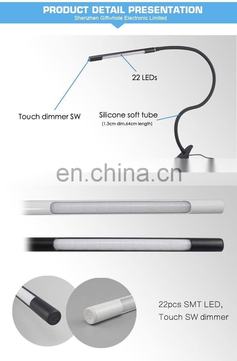 Study Table Clip Clamp Led Desk Lamp book reading lighting with a clip