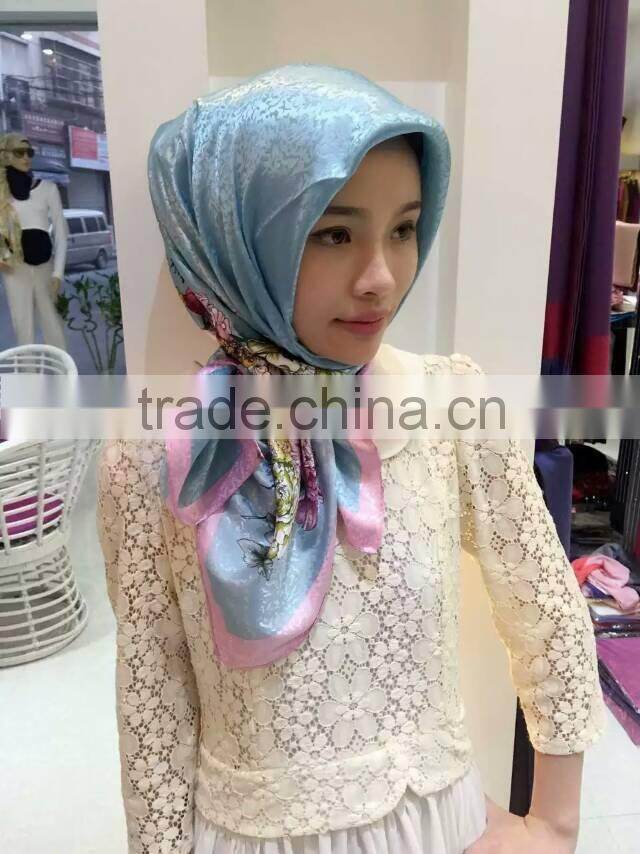 new style satin silk muslem square scarf
