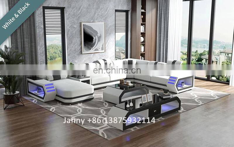 modern Italian design living room furniture living room sofa set white genuine leather sofas
