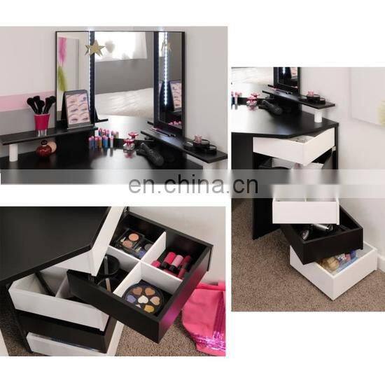 Corner makeup vanity Table with LED light and mirror