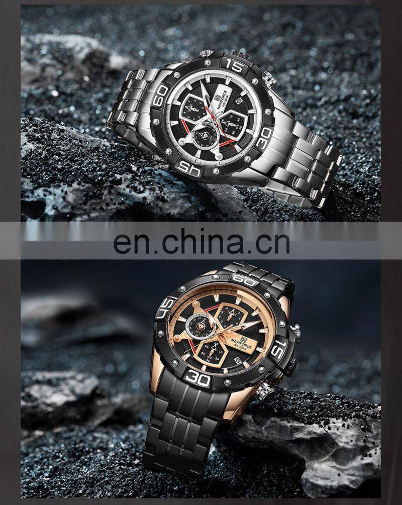 NAVIFORCE NF8018 Luxury Quartz Watches Mens Fashion Casual Leather Strap WristWatch Military Sport Waterproof Analog Clock
