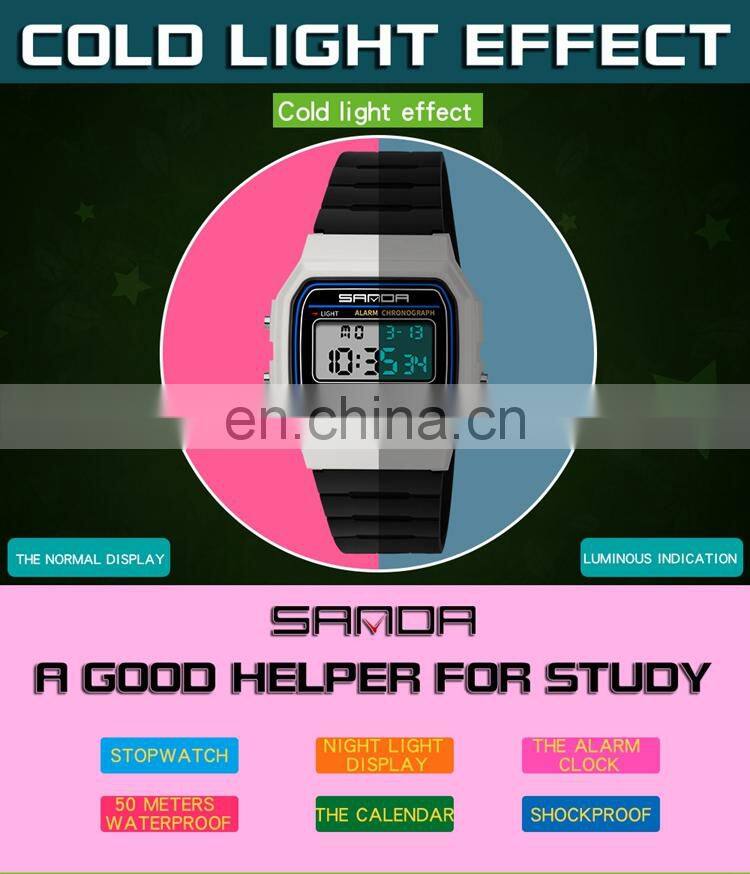 SANDA 391 Kids Fashion Digital Watch Resin Waterproof Outdoor Sport Week Date Show Boys Girls Watches