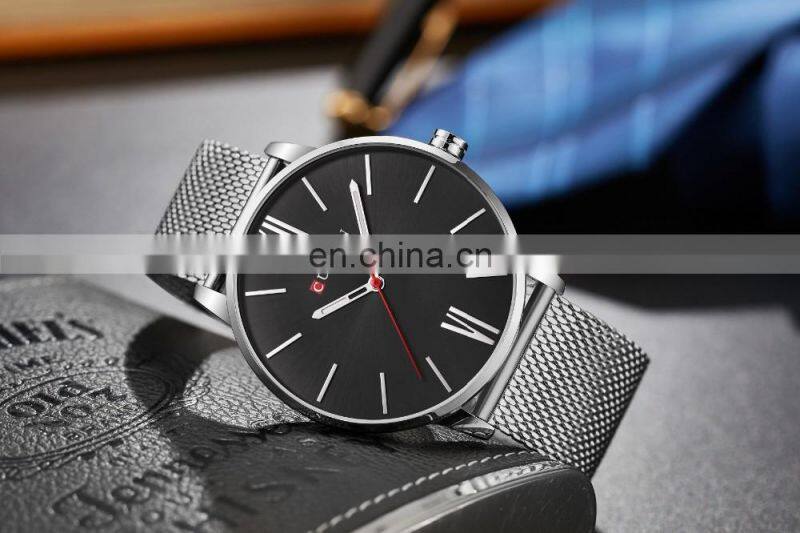 CURREN 8238 Roman Numerals Top Simple Minimalism Luxury Quartz Mesh Band Stainless Steel Wrist Watches For Men Relogio Masculino