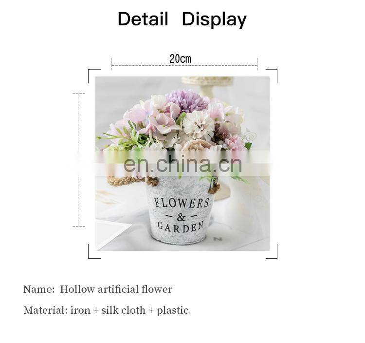 Wedding Decoration Faux Plant 1 Set Flower And Vase Artificial Flowers With Iron Bucket Farmhouse Style Table Accessories