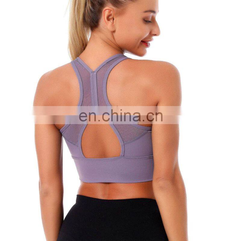 Fitness Shockproof Mesh Sports Bra Gym Tank Tops Running High Impact Women Seamless Push Up Yoga Bras