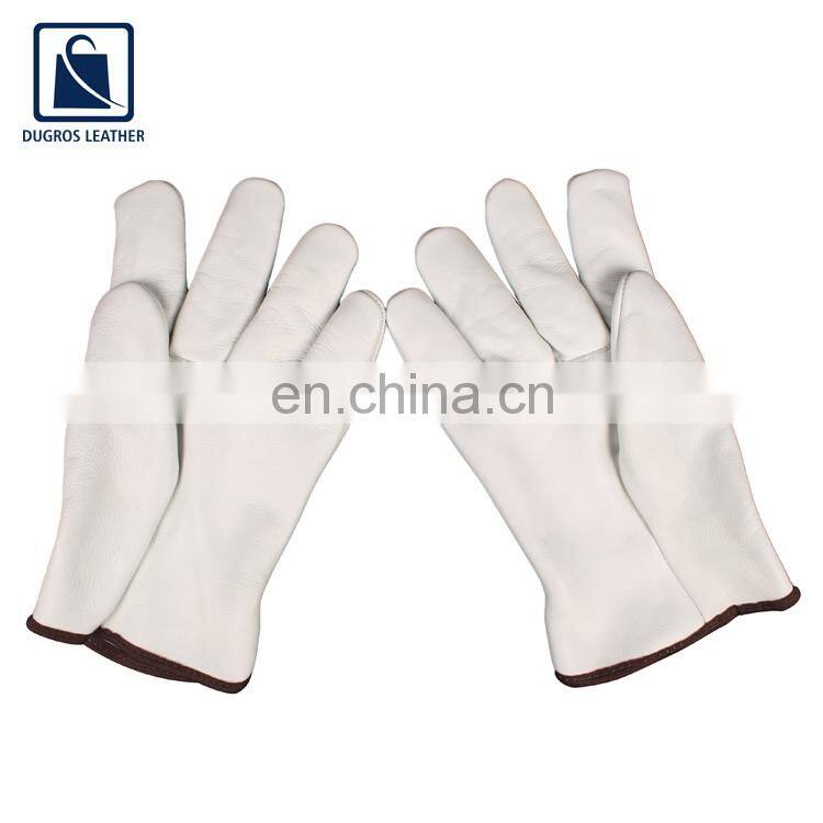 Straight Thumb Color Binding Plain Style Leather Gloves for Wholesale Purchase