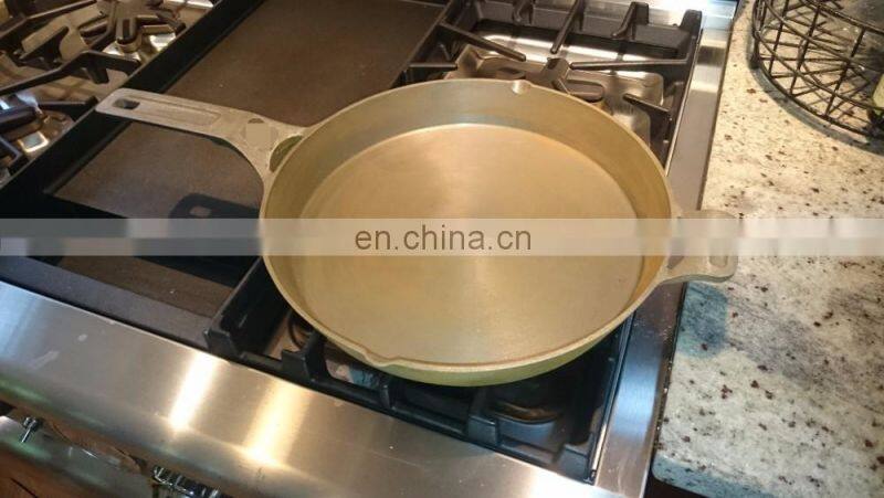 CNC milled seasoned enamel cast iron skillet, cast iron frying pan