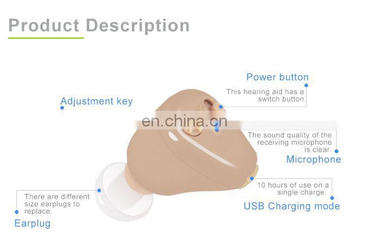 Micro rechargeable cic hearing aid with charger
