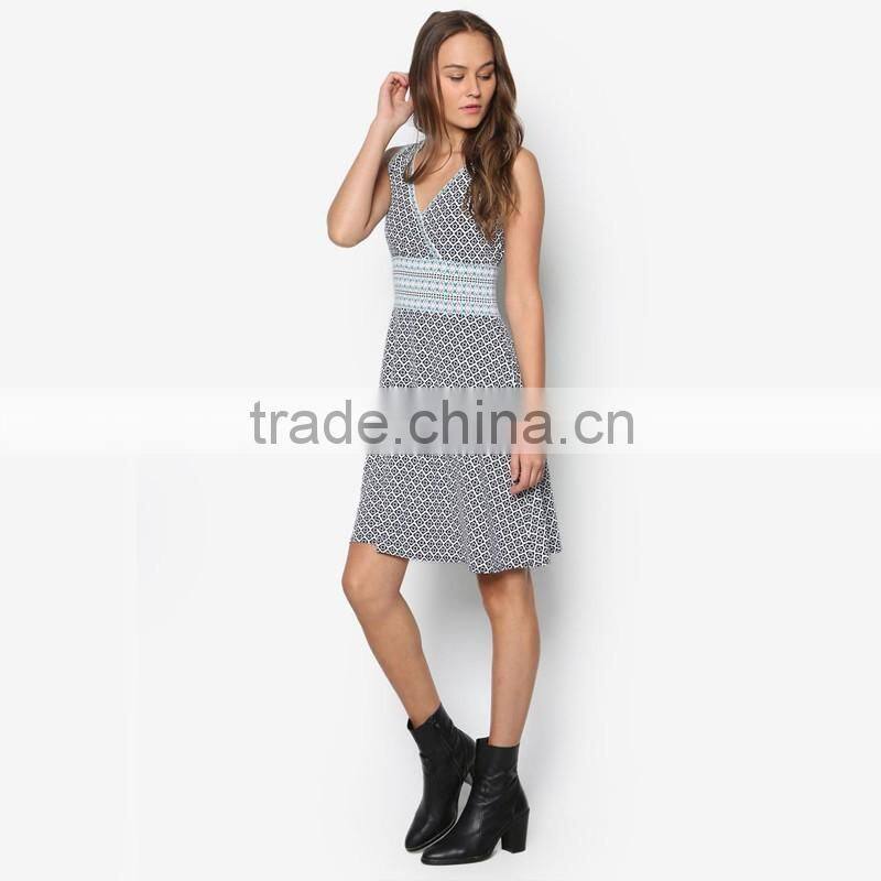 2016 summer hotsale v-neck cotton dress design with cheap price D275