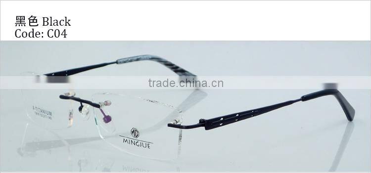 Semi-rimless half titanium wholesale high quality fashion spectacle frame for men