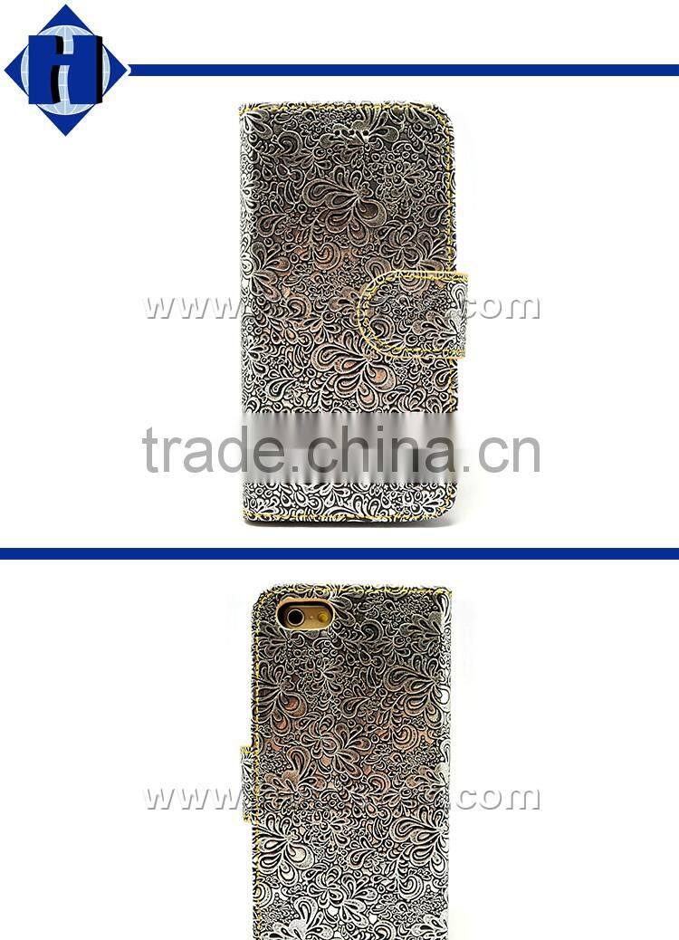 Retro Flower PU Leather Wallet Case For iPhone 6S