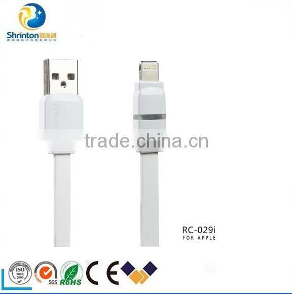 1M length Remax flat cable with led light Usb data charge cable