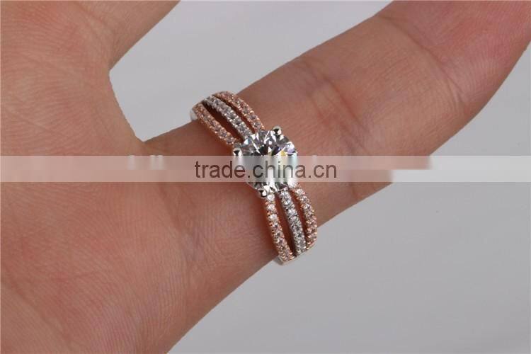 High quality and cheap women fashion 14K solid purity gold AAAAA CZ ring