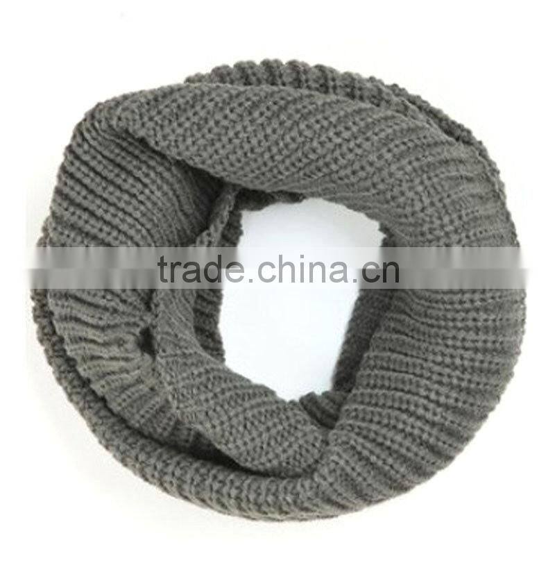 Hot Selling Fashion Women Plain Circle Loop Wool Knitted Scarf