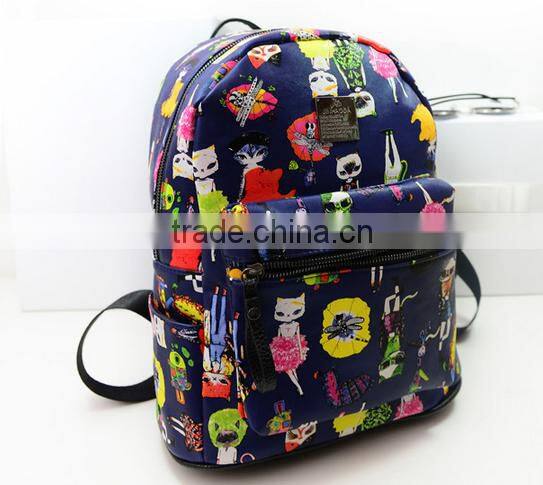 Newest Design Scrawl Backpack/PU Leather School backpack/Funny Backpack