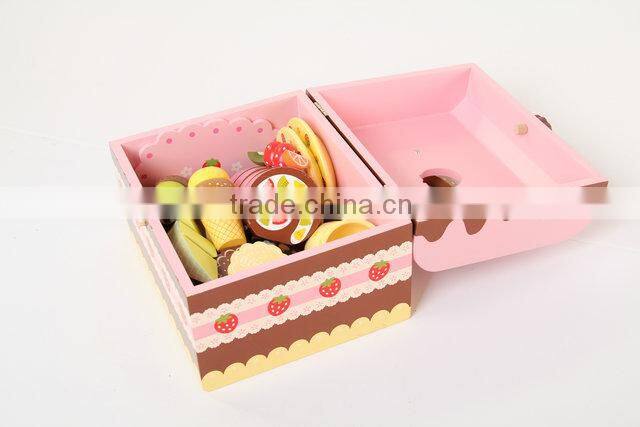 Wooden toy chocolate cake set ,wooden kitchen sets toy for kids