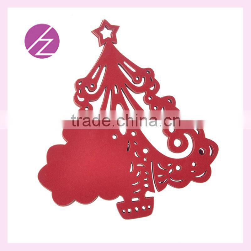 2016 new design laser cut paper Fashion happy christmas wine glass place card JK-74