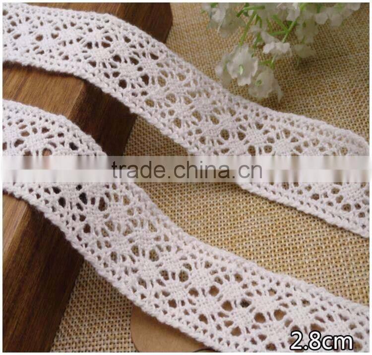 Double Sizde 1.14" Facotry Wholesale Cheap Crochet Natural White 100% Korean Lace Fabric for Graments Accessory