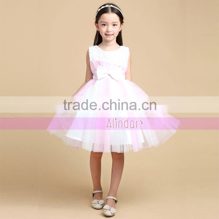 Factory Direct Selling 2015 High Quality Childrens Clothing Baby Girl Frock Patterns of Pink Wedding Dresses